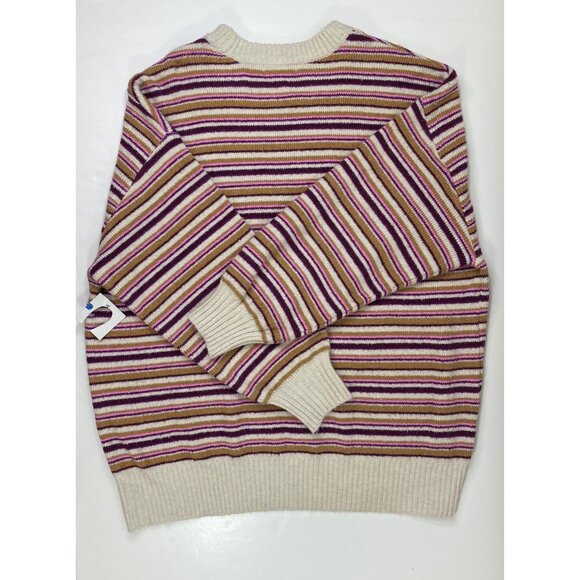 Arizona Jean Co. Womens Cream Purple Yellow Ribbed Striped Sweater Size XXL - Picture 2 of 4